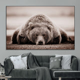 20611-MGV-CV-36X24-Grizzly Bear Wall Art – Majestic Wildlife Sepia Canvas Print, Rustic Nature Animal Artwork for Cabin, Lodge, Living Room, Bedroom,