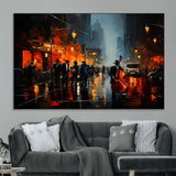 32816-MGV-CV-36X24-City Jazz Night Wall Art – Modern Abstract Urban Street Scene Canvas Print, Moody Music-Themed Decor for Living Room, Office, or