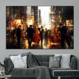 58782-MGV-CV-36X24-Jazz Musicians Cityscape Wall Art – Vibrant Urban Night Canvas Print, Elegant Music Themed Decor for Living Room, Office, or Music