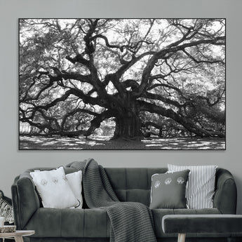 81655611-MGV-CV-36X24-Ancient Oak Wall Art Canvas Print, Framed Twisted Branches Art Picture Print, Gnarled Tree Perfect Moody Nature Decor Artwork