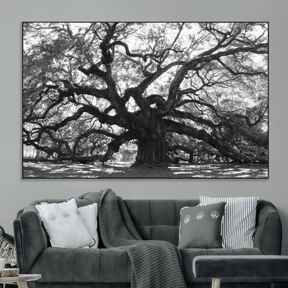 81655611-MGV-CV-36X24-Ancient Oak Wall Art Canvas Print, Framed Twisted Branches Art Picture Print, Gnarled Tree Perfect Moody Nature Decor Artwork