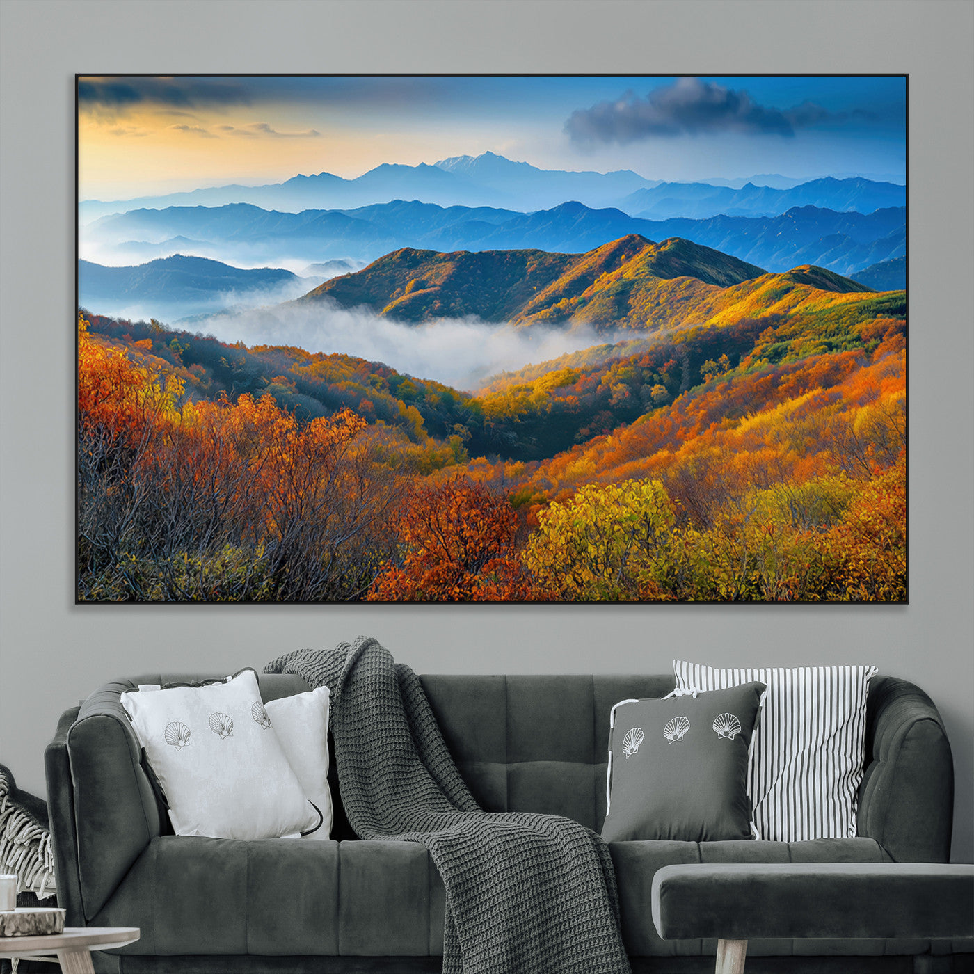 86772247-MGV-CV-36X24-Autumn Mountains Wall Art Canvas Print, Framed Fall Foliage Art Picture Print, Vibrant Hills Perfect Vibrant Nature Decor Artwork