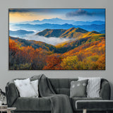 86772247-MGV-CV-36X24-Autumn Mountains Wall Art Canvas Print, Framed Fall Foliage Art Picture Print, Vibrant Hills Perfect Vibrant Nature Decor Artwork