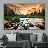 90956031-MGV-CV-36X24-Yosemite Valley Wall Art – Scenic Mountain River Landscape Canvas Print, Nature Photography for Living Room, Bedroom, Cabin,
