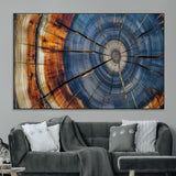 82059233-MGV-CV-36X24-Rustic Tree Ring Wall Art – Natural Wood Texture Canvas Print, Framed Abstract Tree Stump for Farmhouse, Log Cabin, Wooden House