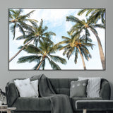 87247012-MGV-CV-36X24-Skyward Palm Trees Wall Art Canvas Print, Framed Tropical Sky Art Picture Print, Coconut Palm Perfect Tropical Skyview Decor