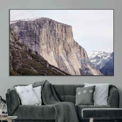 74506434-MGV-CV-36X24-El Capitan Wall Art Canvas Print, Framed Yosemite Cliff Art Picture Print, Sierra Nevada Perfect Sierra Minimalism Decor Artwork