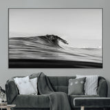 24029476-MGV-CV-36X24-Black Wave Wall Art Canvas Print, Framed Abstract Surf Art Picture Print, Minimalist Ocean Perfect Minimalist Coastal Decor