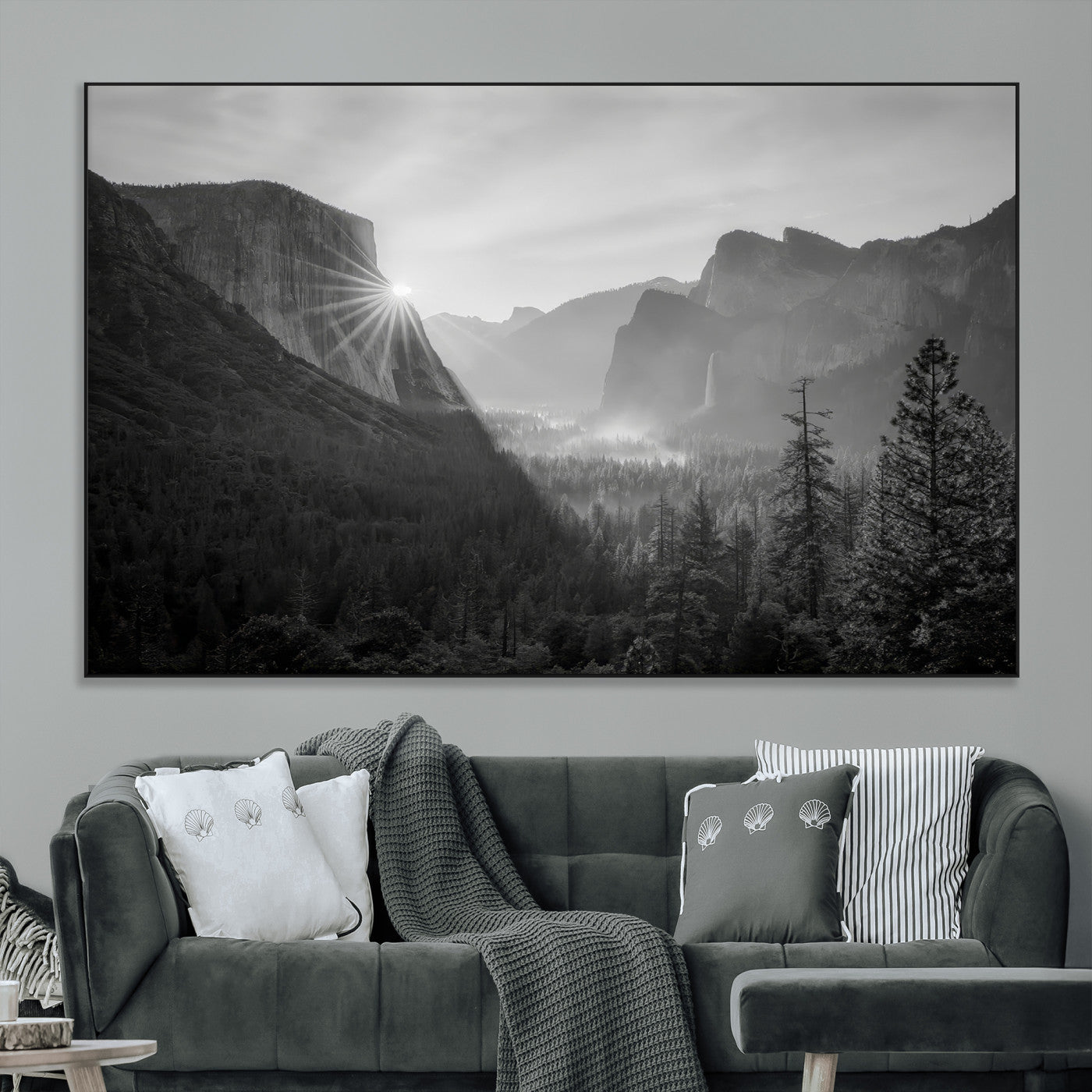 39278955-MGV-CV-36X24-Yosemite Valley Wall Art Canvas Print, Framed El Capitan Art Picture Print, Misty Mountain Perfect Modern Rustic Decor Artwork
