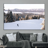 79857868-MGV-CV-36X24-Snowy Mountain Wall Art Canvas Print, Framed Ski Slope Art Picture Print, Winter Forest Perfect Modern Rustic Decor Artwork