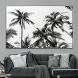 46641801-MGV-CV-36X24-Palm Tree Wall Art Canvas Print, Framed Black White Tropics Art Picture Print, Monochrome Palms Perfect Modern Tropical Minimalist