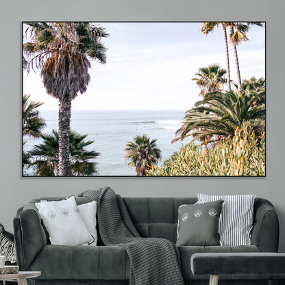 51404565-MGV-CV-36X24-Palm Trees Wall Art Canvas Print, Framed Ocean Breeze Art Picture Print, Coastal View Perfect Tropical Coastal Decor Artwork