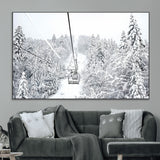 44705668-MGV-CV-36X24-Winter Forest Wall Art Canvas Print, Framed Snowy Forest Art Picture Print, Ski Lift Perfect Scandinavian Decor Artwork