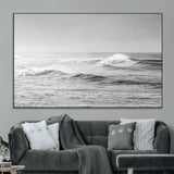 98634812-SEG-FC-51X34_Oversize_Oversize-Black and White Ocean Waves Wall Art – Minimalist Sea Canvas Print, Coastal Photography Decor for Living Room, Bedroom or Office