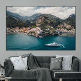 20321590-MGV-CV-36X24-Amalfi Coast Wall Art Canvas Print, Framed Italy Travel Art Picture Print, Mediterranean Landscape Perfect Mediterranean Coastal