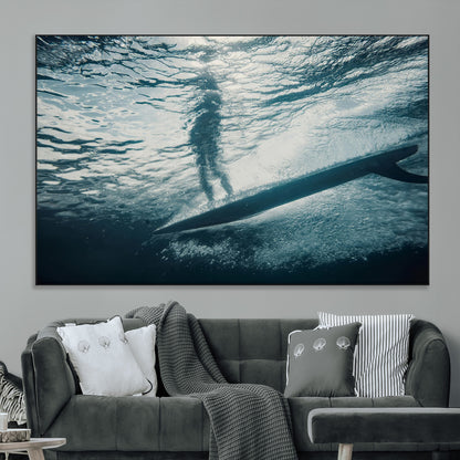 71192524-MGV-CV-36X24-Submerged Surf Wall Art Canvas Print, Framed Underwater Perspective Art Picture Print, Ocean Surf Perfect Coastal Adventure Decor