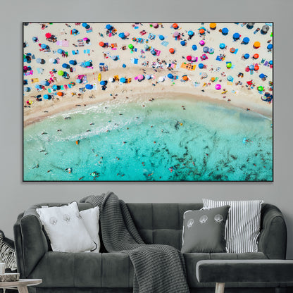 76172085-MGV-CV-36X24-Tropical Shoreline Wall Art Canvas Print, Framed Beach Relaxing Art Picture Print, Aerial Summer Perfect Coastal Vibrant Decor