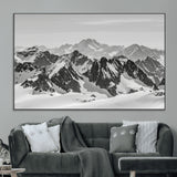 46884246-MGV-CV-36X24-Snowy Mountain Wall Art Canvas Print, Framed Mountain Peaks Art Picture Print, Alpine Mountains Perfect Minimalist Alpine Decor