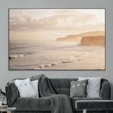 57669769-MGV-CV-36X24-Misty Coastal Wall Art Canvas Print, Framed Golden Sunset Art Picture Print, Serene Shoreline Perfect Tranquil Coastal Decor