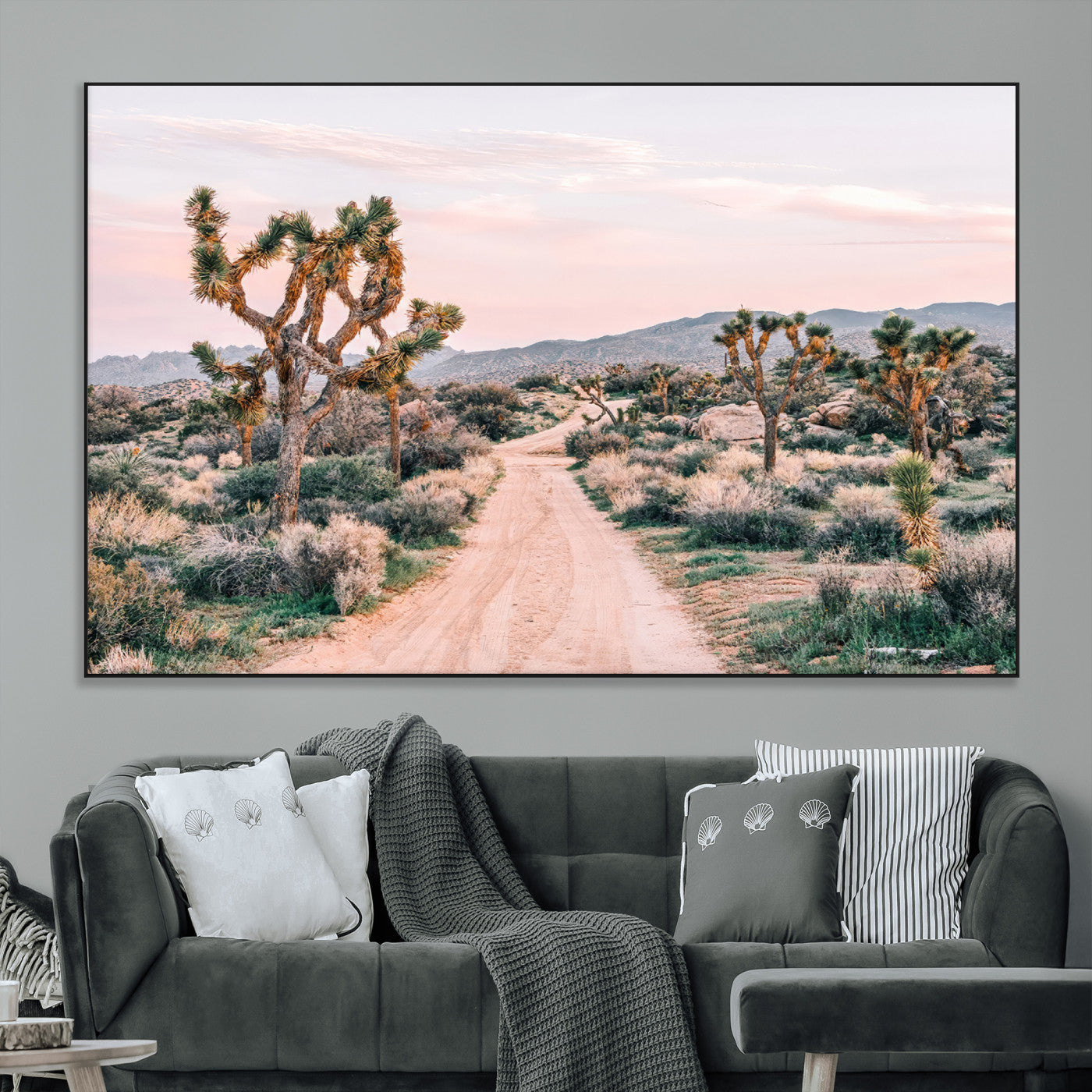12540952-MGV-CV-36X24-Joshua Tree Park Wall Art Canvas Print, Framed Desert Road Art Picture Print, Sunset Drive Perfect Southwestern Boho Decor Artwork