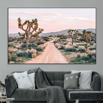12540952-MGV-CV-36X24-Joshua Tree Park Wall Art Canvas Print, Framed Desert Road Art Picture Print, Sunset Drive Perfect Southwestern Boho Decor Artwork