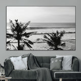 17508038-MGV-CV-36X24-Tropical Coastline Wall Art Canvas Print, Framed Palm Trees Art Picture Print, Ocean Waves Perfect Minimalist Coastal Decor