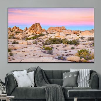 96167137-MGV-CV-36X24-Vibrant Sunset Sky Wall Art Canvas Print, Framed Joshua Tree Art Picture Print, Rugged Terrain Perfect Southwestern Boho Decor