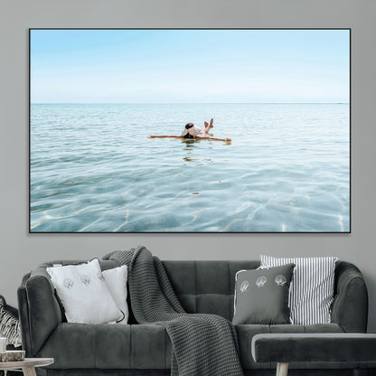 32624554-MGV-CV-36X24-Swimming Relaxation Wall Art Canvas Print, Framed Peaceful Water Art Picture Print, Clear Sea Perfect Minimalist Aquatic Decor