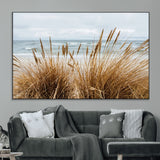 14270839-MGV-CV-36X24-Beach Grass Wall Art Canvas Print, Framed Coastal Dunes Art Picture Print, Dune Grass Perfect Coastal Minimalist Decor Artwork