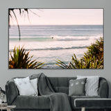 23287092-MGV-CV-36X24-Ocean Surfer Wall Art Canvas Print, Framed Coastal Surf Art Picture Print, Tropical Beach Perfect Tropical Coastal Decor Artwork