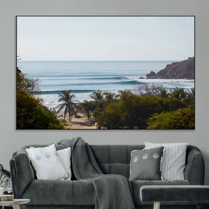 88336640-MGV-CV-36X24-Tropical Beach Scene Wall Art Canvas Print, Framed Coastal Photography Art Picture Print, Ocean Horizon Art Perfect Coastal Boho