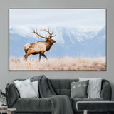96024025-MGV-CV-36X24-Elk Photography Wall Art Canvas Print, Framed Mountain Wildlife Art Picture Print, Rustic Lodge Decor Perfect Rustic Lodge Decor