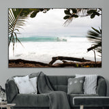 50382104-MGV-CV-36X24-Tropical Surf Wall Art Canvas Print, Framed Palm Tree View Art Picture Print, Beach House Art Perfect Boho Coastal Decor Artwork