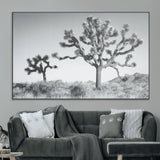 29996209-MGV-CV-36X24-Joshua Tree Art Wall Art Canvas Print, Framed Black White Landscape Art Picture Print, Desert Tree Decor Perfect Southwestern Boho