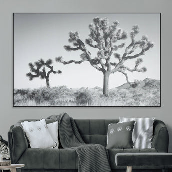 29996209-MGV-CV-36X24-Joshua Tree Art Wall Art Canvas Print, Framed Black White Landscape Art Picture Print, Desert Tree Decor Perfect Southwestern Boho