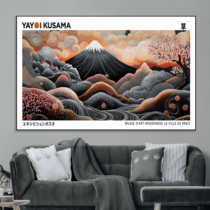 63125329-MGV-CV-36X24-Japanese Mt Fuji Wall Art – Surreal Ukiyo e Style Cherry Blossom Poster, Swirling Cloud Landscape Print, Modern Oriental Asian