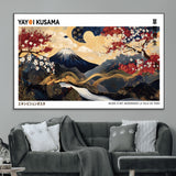 66243961-MGV-CV-36X24-Mount Fuji Japanese Wall Art – Golden Abstract Landscape Canvas Print, Cherry Blossom Painting, Modern Oriental Zen Home Decor