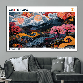 43879290-MGV-CV-36X24-Japanese Abstract Wall Art – Mount Fuji Cherry Blossom Canvas Print, Modern Asian Inspired Landscape Decor for Living Room,