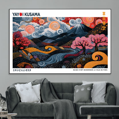 43879290-MGV-CV-36X24-Japanese Abstract Wall Art – Mount Fuji Cherry Blossom Canvas Print, Modern Asian Inspired Landscape Decor for Living Room,