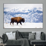 58512275-MGV-CV-36X24-Cowboy Aesthetic Wall Art Canvas Print, Framed Neutral Animal Theme Art Picture Print, Bison Ranch Style Perfect Rustic Western