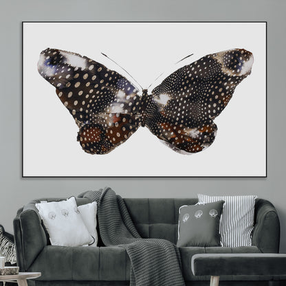 99831147-MGV-CV-36X24-Spotted Butterfly Wall Art Canvas Print, Framed Neutral Insect Theme Art Picture Print, Earthy Wing Pattern Perfect Modern Rustic