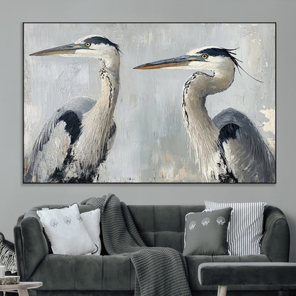 19427826-MGV-CV-36X24-Bird Canvas Decor Wall Art Canvas Print, Framed Coastal Bird Pair Art Picture Print, Minimalist Wildlife Wall Perfect Coastal