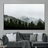 55968349-SEG-FC-51X34_Oversize_Oversize-Misty Mountains Wall Art Canvas Print, Framed Foggy Forest Art Picture Print, Snowy Peaks Perfect Moody Wilderness Decor Artwork