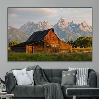 31771014-MGV-CV-36X24-Rustic Barn Wall Art Canvas Print, Framed Western Landscape Art Picture Print, Farmhouse Style Perfect Rustic Farmhouse Decor