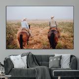 54943176-MGV-CV-36X24-Cowboy Wall Art Wall Art Canvas Print, Framed Western Canvas Art Picture Print, Rustic Ranch Scene Perfect Rustic Western Decor