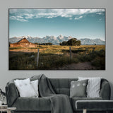 92497443-MGV-CV-36X24-Rustic Farmhouse Wall Art Canvas Print, Framed Mountain Cabin Art Picture Print, Western Landscape Perfect Rustic Farmhouse Decor