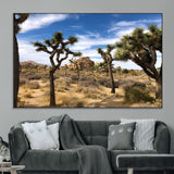 25722592-MGV-CV-36X24-Joshua Tree Desert Wall Art Canvas Print, Framed Southwestern Nature Art Picture Print, Rustic Earth Tones Perfect Southwestern