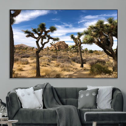 25722592-MGV-CV-36X24-Joshua Tree Desert Wall Art Canvas Print, Framed Southwestern Nature Art Picture Print, Rustic Earth Tones Perfect Southwestern