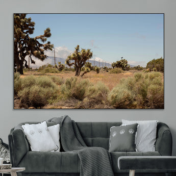 16114018-MGV-CV-36X24-Joshua Tree Wall Art Canvas Print, Framed Desert Landscape Art Picture Print, Mountain Horizon Perfect Southwestern Boho Decor