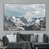 94074619-SEG-FC-51X34_Oversize_Oversize-Snowy Peaks Wall Art Canvas Print, Framed Alpine Wilderness Art Picture Print, Mountain Escape Perfect Winter Serenity Decor